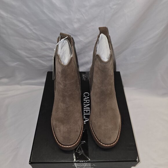 Carmela Suede Ankle, Chelsea Bootie with Heel in Taupe, Women's Size 37, NIB - Picture 3 of 10
